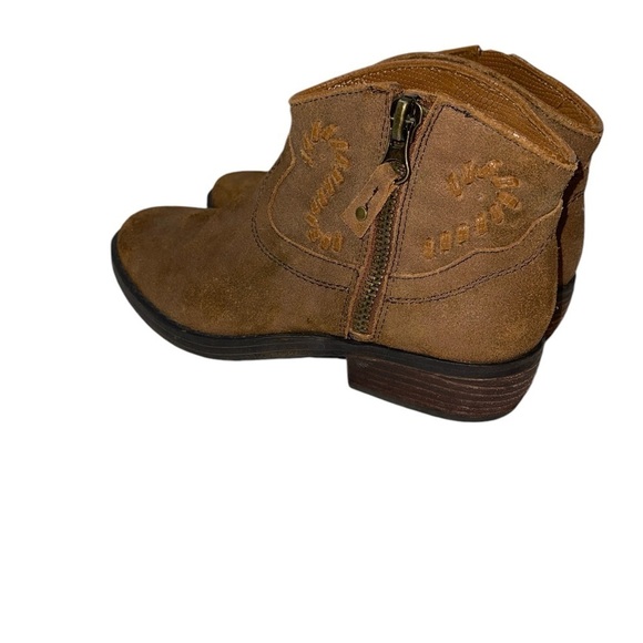 OTBT Women's Booties Size 8M Brown Leather Ankle Booties "Trek" Side Zip - Picture 2 of 11